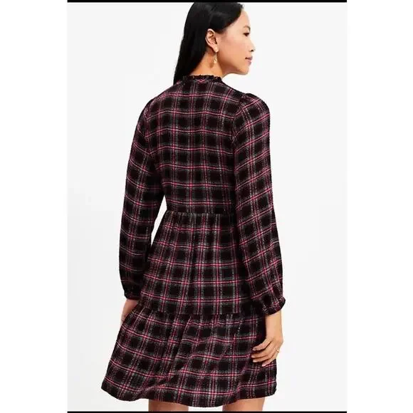 Loft Shimmer Plaid Tiered Dress - Picture 3 of 16